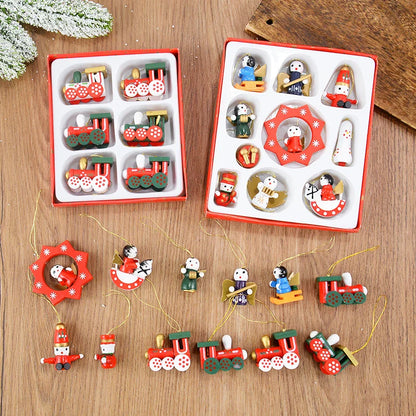 Rynx Wooden Pull Tags Christmas Tree Mini Hanging Doll Ornaments Decoration for Home 2024 Navidad Noel Xmas New Year 2025 Gifts