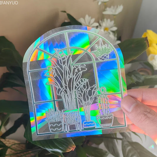 Rynx | PVC Self-Adhesive Glass Window Stickers | Sun Catcher Cat Moth Energy Suncatcher | Rainbow Prisms Sunlight Decals