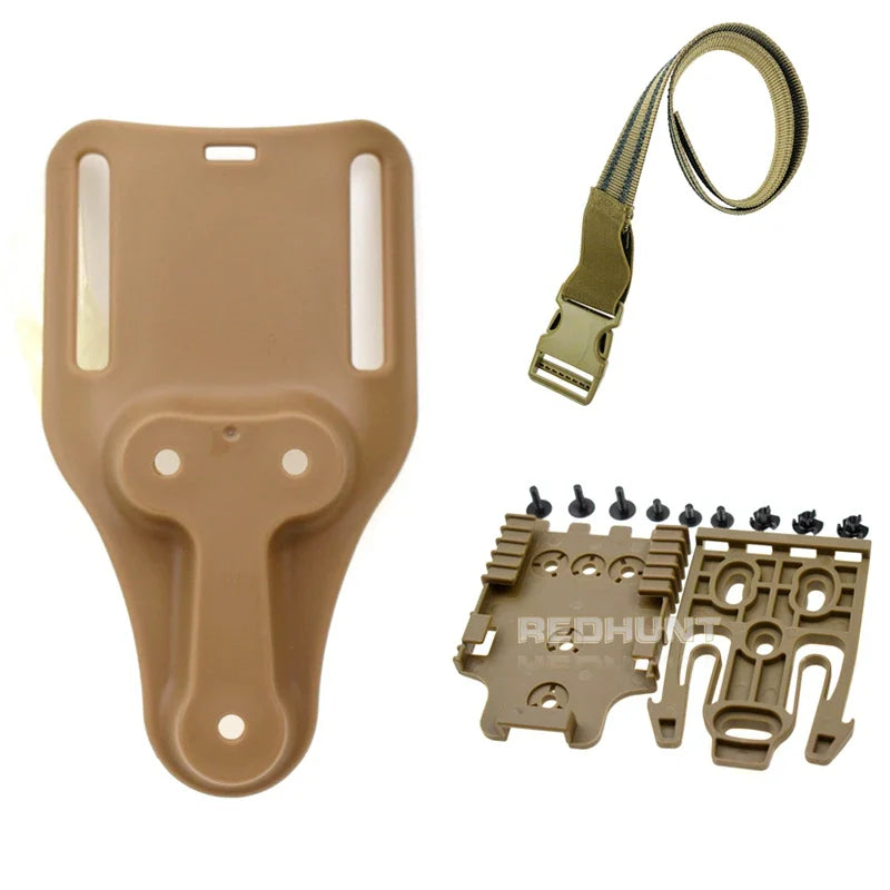 Rynx | Tactical Drop Leg Holster QLS 19/22 – Mid-Low Belt Universal Pistol Holster with Elastic Thigh Strap for Hunting