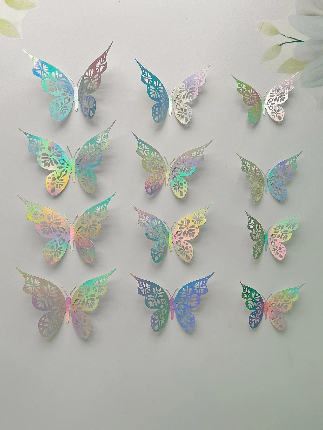 Rynx | 12 Pieces 3D Hollow Butterfly Wall Sticker - Bedroom Living Room Home Decoration Paper Butterflies