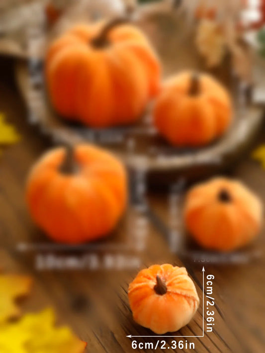 Rynx | Velvet artificial pumpkins decor red pumpkin decor for autumn Halloween Thanksgiving autumn harvest and home decorations gift