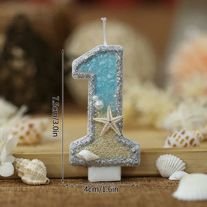 Rynx | Crown Number Candles for Birthdays – Digital 0-9 Cake Decoration with Ocean Starfish and Seashells Cake Topper for Anniversary and Special Days