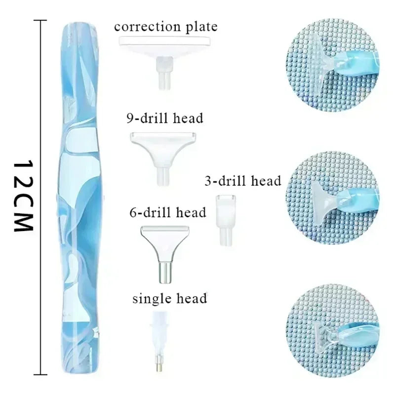 Rynx | 5D DIY Diamond Pen Spot Drill Set – Multifunctional Resin Diamond Embroidery Tool with 5 Pen Heads for Easy Application