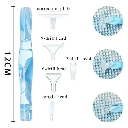 Rynx | 5D DIY Diamond Pen Spot Drill Set – Multifunctional Resin Diamond Embroidery Tool with 5 Pen Heads for Easy Application