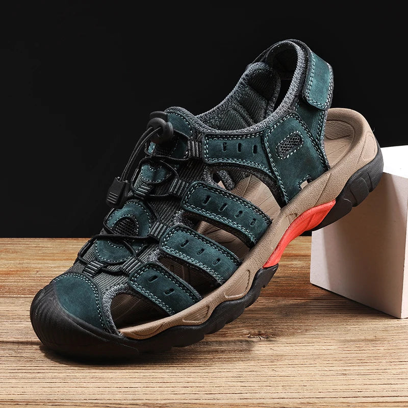 Rynx | Summer Men's Outdoor Sandals Beach Shoes Genuine Leather Trekking Hiking