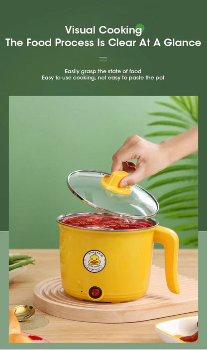 Rynx | 1.8L Mini Electric Hot Pot – Multifunctional Cooking Pot for Noodles & Small Meals, Stainless Steel Liner
