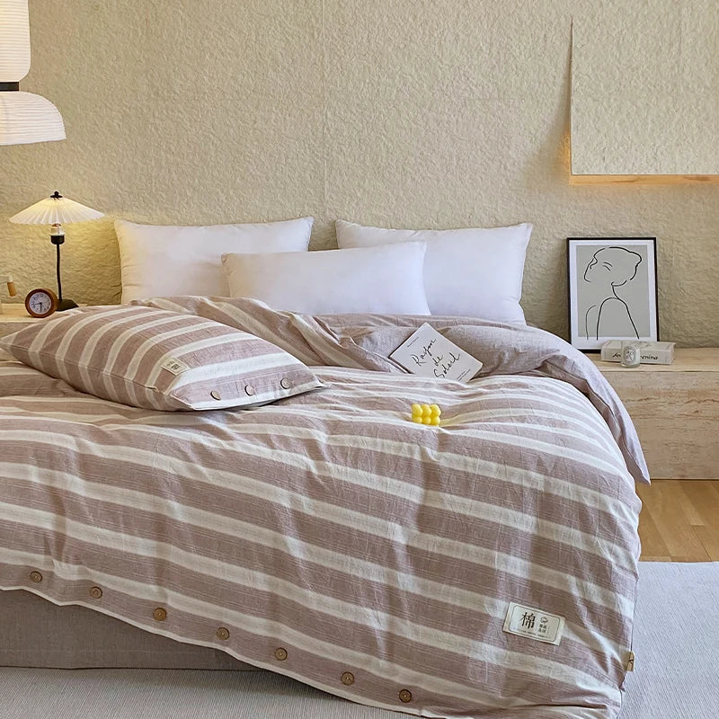 Rynx | 100% Cotton Duvet Cover Stripes Bedspread Skin-friendly Bedding Comforter Cover High-quality Duvet Cover duvet cover