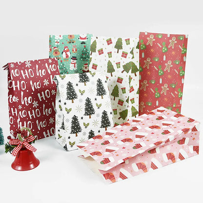 Rynx 10 pieces kraft paper candy cookie bags Santa snowman Christmas gift packaging bags Xmas Navidad New Year party decoration supplies