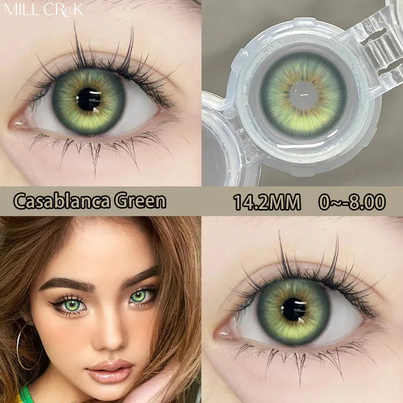 Rynx | 1Pair New Lenses Colored Contact Lenses with Prescription Myopia Lenses with Power 0~-8 Blue Lenses Fast Delivery