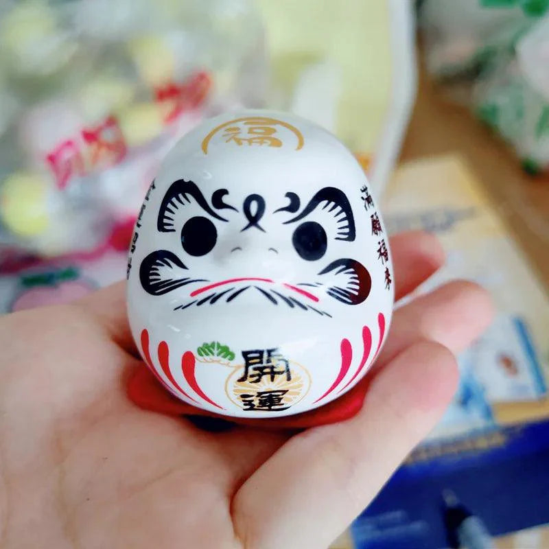 Rynx | Charming Japanese Ceramic Lucky Cat Daruma Figurine for Home Decor and Gifts