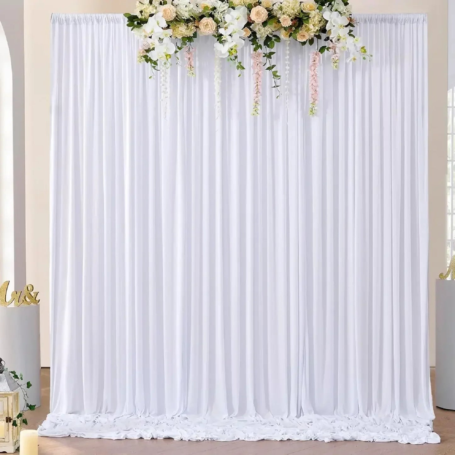 Rynx | 2PCS Sage Green Background Curtain for Party Wedding Wrinkle-free Photo Curtain Background Drapes Fabric Decoration for Baby Shower