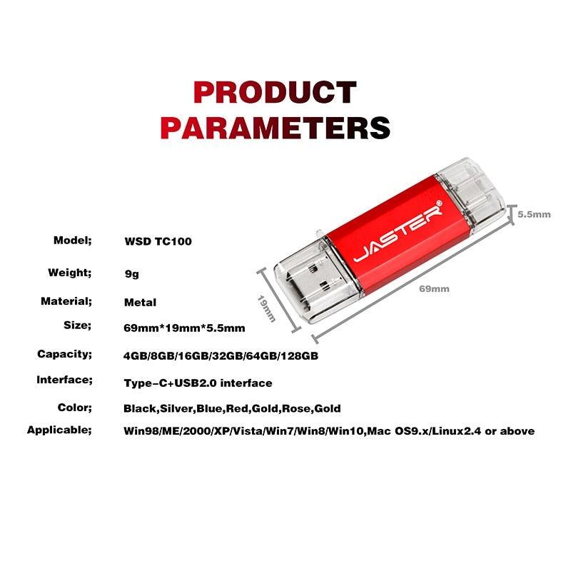 Rynx | Premium 2-in-1 Type-C USB Flash Drive - Golden Metal Design with High-Speed Data Transfer and Enhanced Security