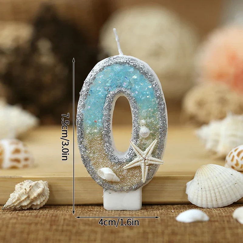 Rynx | Crown Number Candles for Birthdays – Digital 0-9 Cake Decoration with Ocean Starfish and Seashells Cake Topper for Anniversary and Special Days