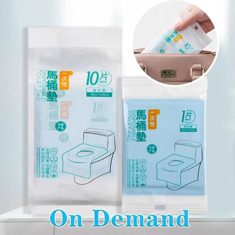 Rynx | 10PC Disposable Paper Toilet Seat Covers: Biodegradable Camping Bathroom Accessory - Travel Toilet Mat Protector Cushions