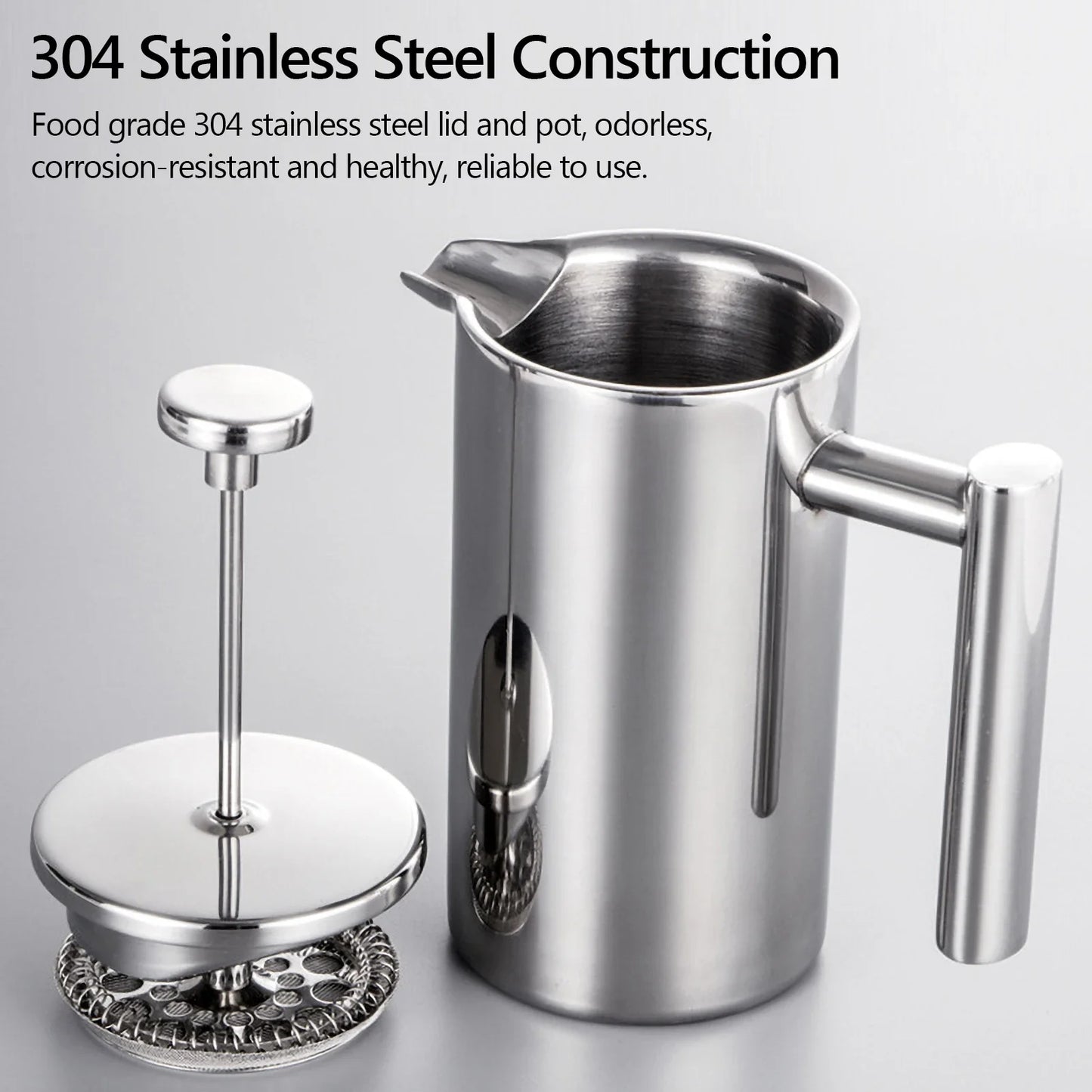 Rynx | 350ml/800ml/1000ml French Press Coffee Maker - Stainless Steel Double-Walled Insulated Coffee Pot