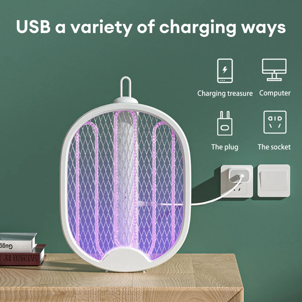 Rynx | Foldable Electric Mosquito Killer Fly Catcher USB Rechargeable Mosquito Racket Insect Killer with UV Light Bug Zapper 3000V