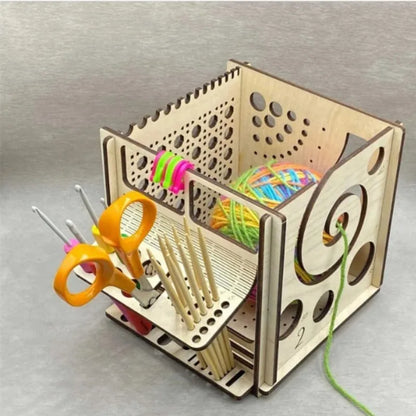 Rynx | Handcrafted Wooden Crochet Yarn Bowl: All-in-One Dispenser, Holder, and Storage Solution for Craft Knitting Enthusiasts