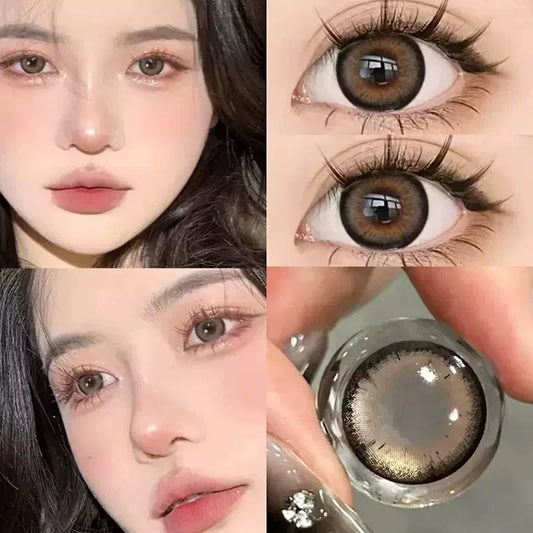 Rynx | 1 Pair New Natural Contact Lenses for Eyes Soft Brown Lenses Myopia Degree -0.00 to -8.00 Beauty Pupils Makeup