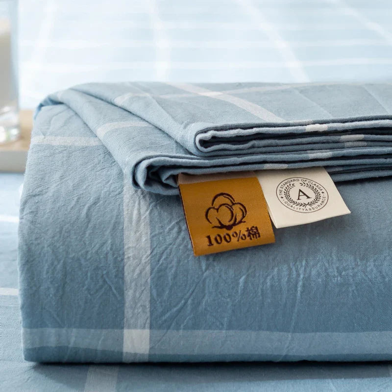 Rynx | Mattress Cover Japanese Style 100% Cotton Woven Fitted Sheet With Elastic Pair Bedding Single Bed Queen King Size
