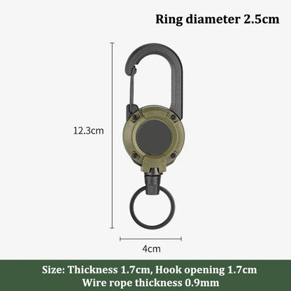 Rynx | Outdoor Retractable Keychain: Wire Rope Reel with Steel Cable Key Ring - Convenient Retractable Tool for Easy Access and Security