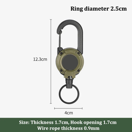 Rynx | Outdoor Retractable Keychain: Wire Rope Reel with Steel Cable Key Ring - Convenient Retractable Tool for Easy Access and Security
