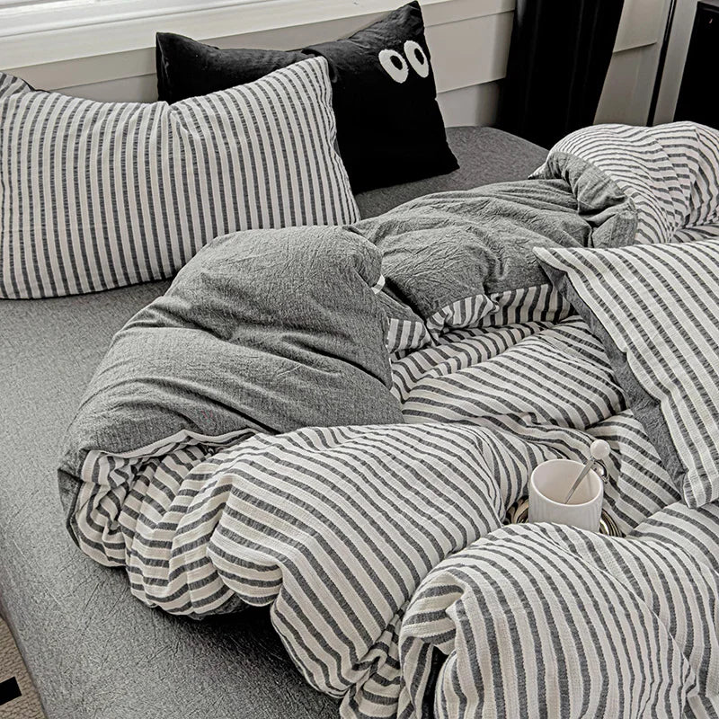 Rynx | Vertical Stripes Bedding Duvet Set Duvet Cover Sheet Set Pillowcases Bedding Set Queen/King Bed Comforters