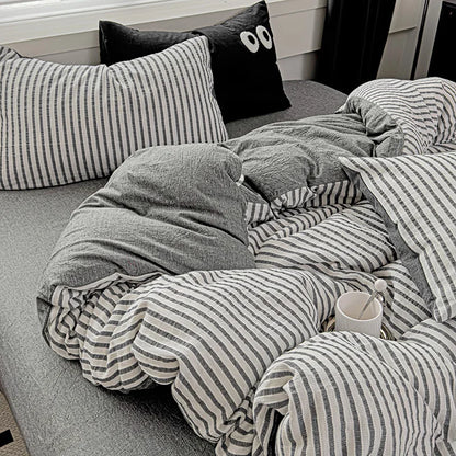 Rynx | Vertical Stripes Bedding Duvet Set Duvet Cover Sheet Set Pillowcases Bedding Set Queen/King Bed Comforters