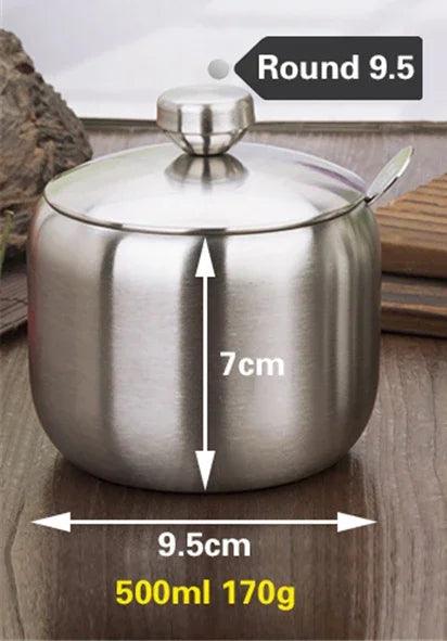 Rynx | Elegant stainless steel spice storage and dispensing set with spoon