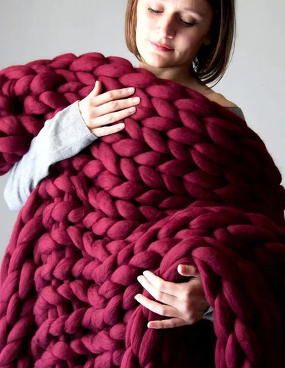 RYNX | Chunky Knit Blanket – Cozy Wool Blanket For Every Room – Soft & Warm – Perfect For Sofa And Bed