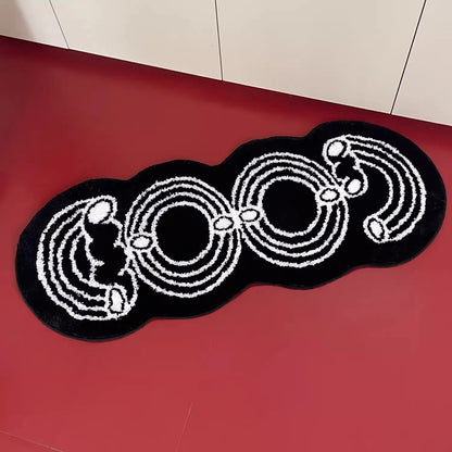 Rynx | Black White Tufting Letter Rug Long Nightstand Mat Soft Bedroom Living Room Rug Play Mat Floor Mat Aesthetic Home Decor 48x120cm