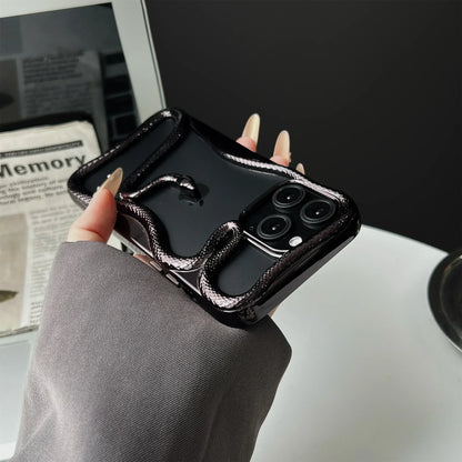 Rynx | Plating Weicher Gummi Rahmen Hohler Schlange Handyhülle Für iPhone 11 12 13 14 15 16 Pro Max Objektivschutz Unregelmäßige Stoßfeste Hülle