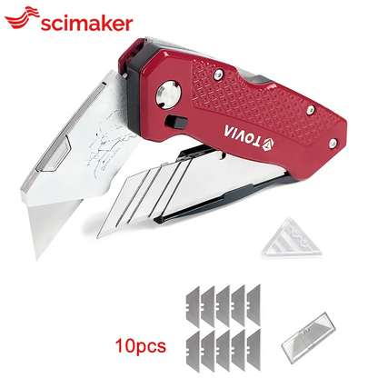 Rynx | T TOVIA Folding Utility Knife - Replaceable Cutter for Cable, Cartons, and Cardboard Boxes, Outdoor Hand Tool with Handle Blades