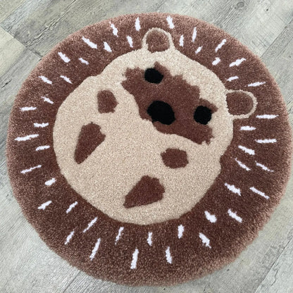 Rynx | Cute Hedgehog Brown Carpet Digital Printing Technology Simple Housewarming Gift Handcrafted Non-slip Decorative Rug