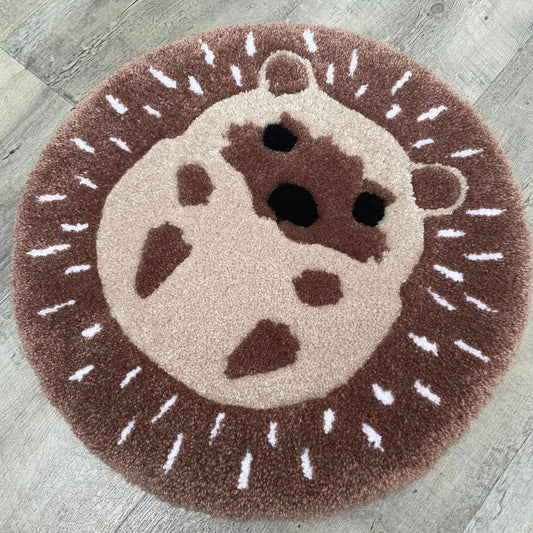 Rynx | Cute Hedgehog Brown Carpet Digital Printing Technology Simple Housewarming Gift Handcrafted Non-slip Decorative Rug