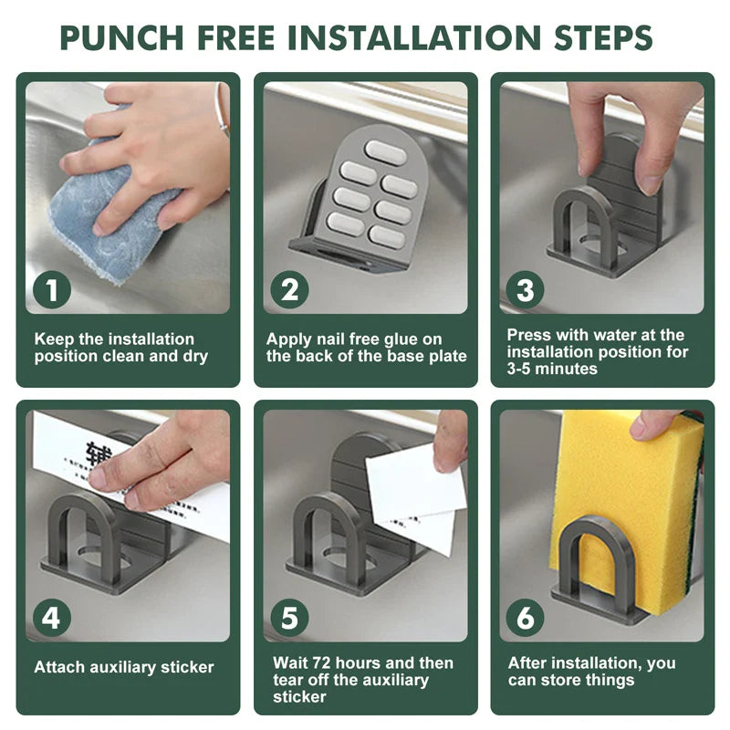 Rynx | Space Aluminium Kitchen Sponge Holder - Efficient Sink Dish Washing and Drain Drying Rack