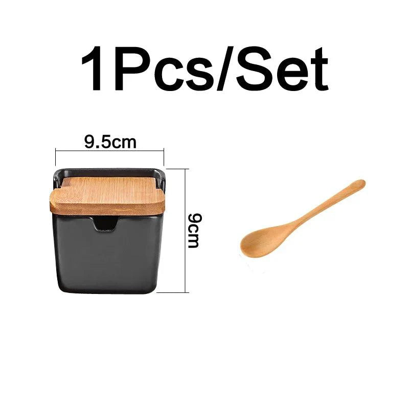 Rynx | Chic European ceramic spice storage set with salt box & spice organizer