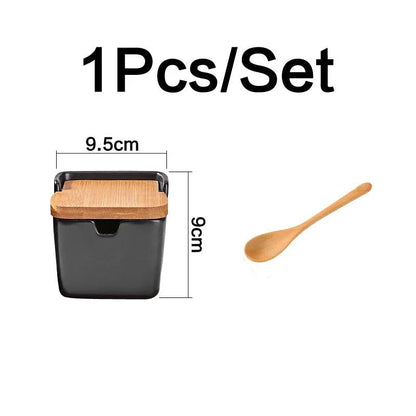 Rynx | Chic European ceramic spice storage set with salt box & spice organizer