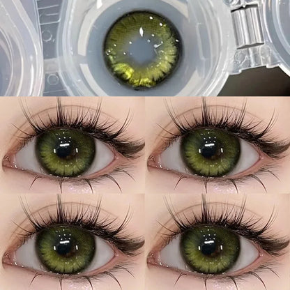 Rynx | 2pcs colored contact lenses for natural green eyes color lenses annually beautiful diopters myopia lenses pupil color cosmetics