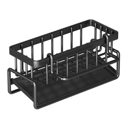 Rynx | Stainless Steel Sink Drain Rack with Sponge Storage - Kitchen Faucet Holder and Soap Drainer