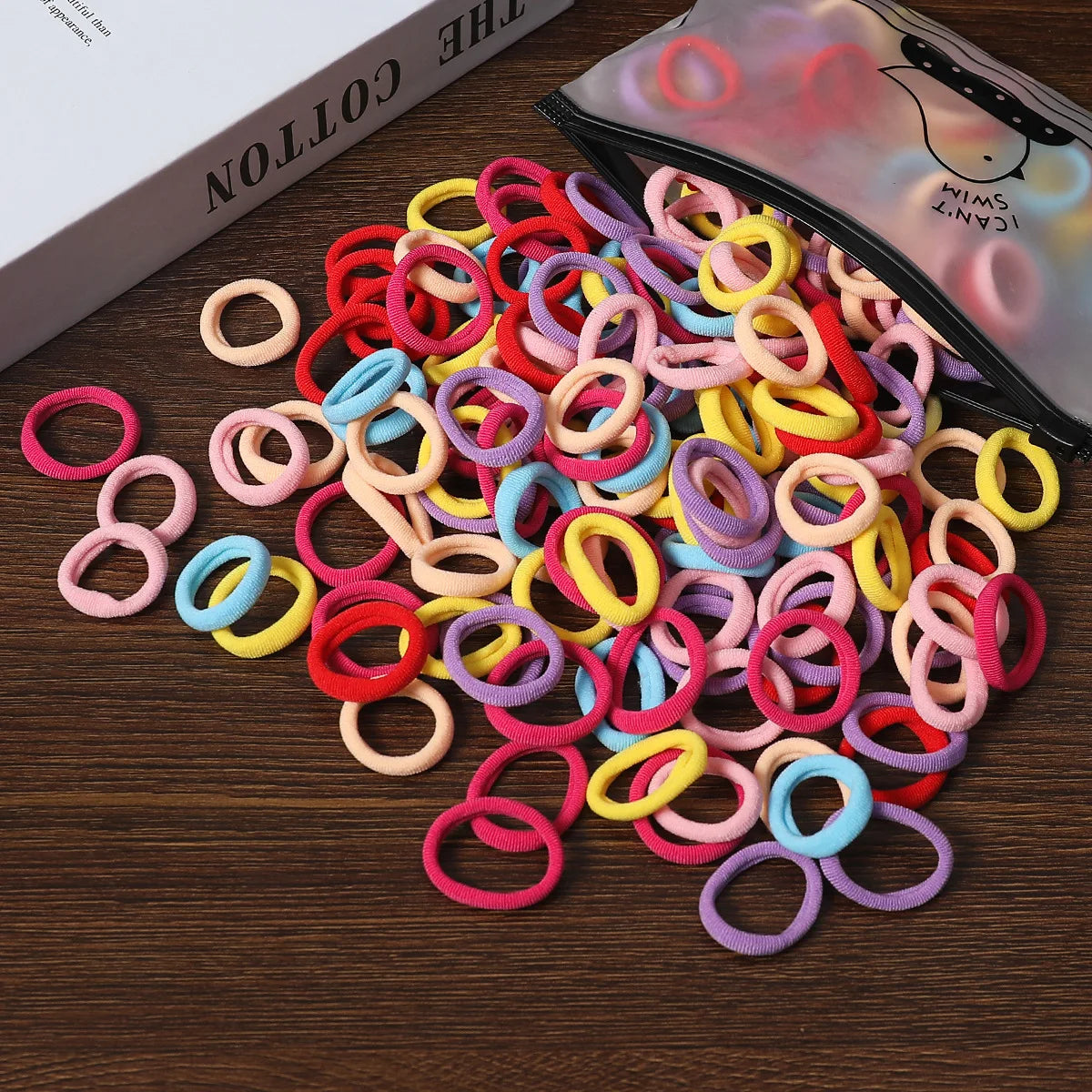 Rynx | 50/100pcs Colored Hair Ties for Kids: Elastic Hair Ties