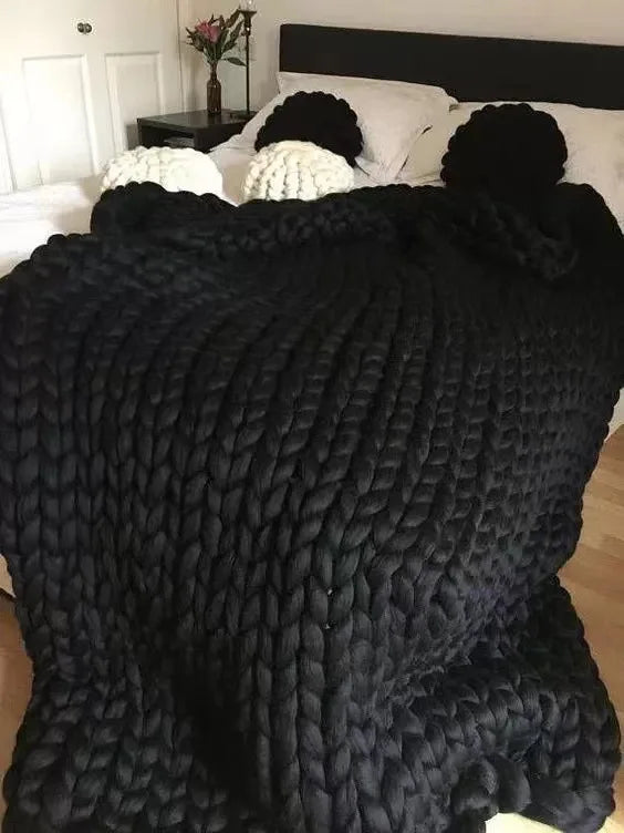 RYNX | Chunky Knit Blanket – Cozy Wool Blanket For Every Room – Soft & Warm – Perfect For Sofa And Bed