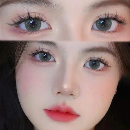 Rynx | 1Pair New Myopia Yearly Colored Contact Lenses with 0-800 Diopters Natural Lenses Green Eye Color Cosmetic Korean