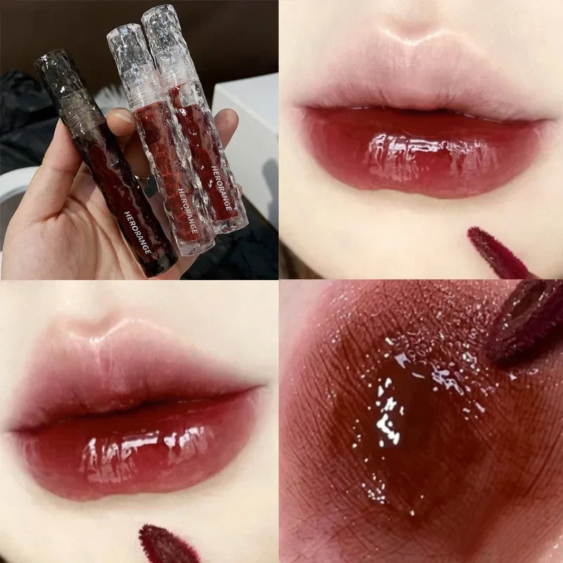 Rynx | 8 Colors Moisturizing Mirror Lip Lacquer Long-lasting Lipstick Black Tea Brown Liquid Lipstick Lip Oil Care Make-up Korean Cosmetics