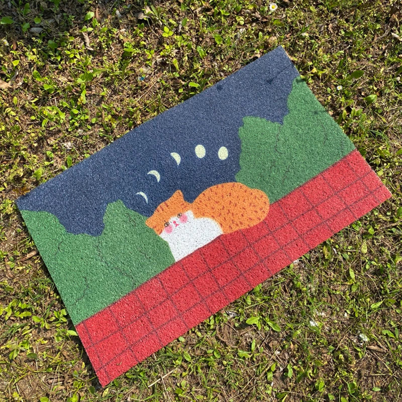 Rynx | Cuttable PVC cute cat welcome mat entrance mat rug anti-dust floor organizer cushion hallway outdoor home decor 45x70cm