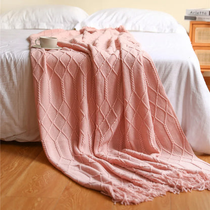Rynx | purple diamond knit blanket