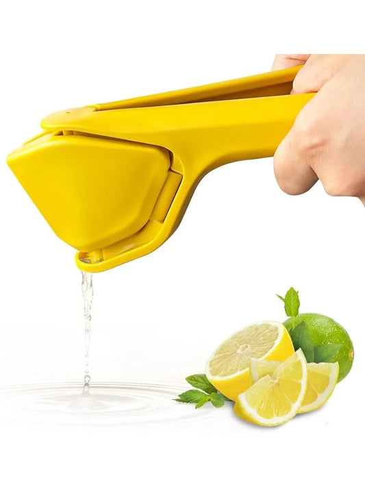 Rynx | Effortless Max Juice Extraction Lemon Lime Squeezer: Easy-to-Use Flat Design with Leverage and Built-in Strainer - Yellow