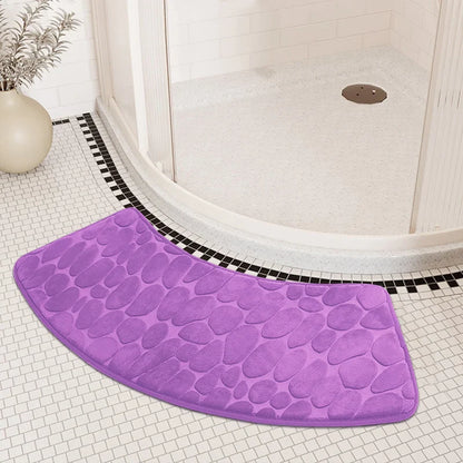 Rynx | Curved Bathroom Mat - Non-Slip Pebble Embossed Bath Mat | Absorbent Floor and Toilet Mat for Showers