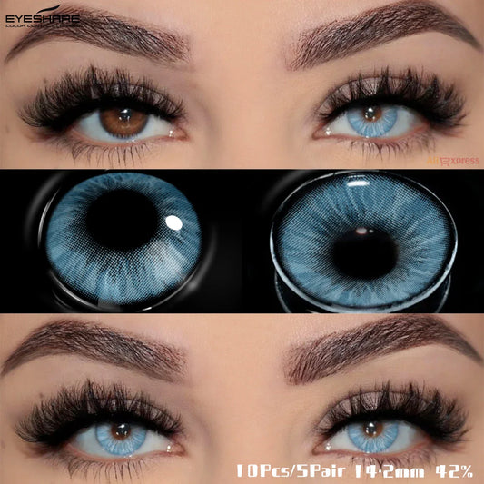 Rynx | 10pcs/5pairs Daily Disposable New Colored Contact Lenses 1Day Daily Lens Fashionable Blue Lenses Natural Brown Contact Lenses