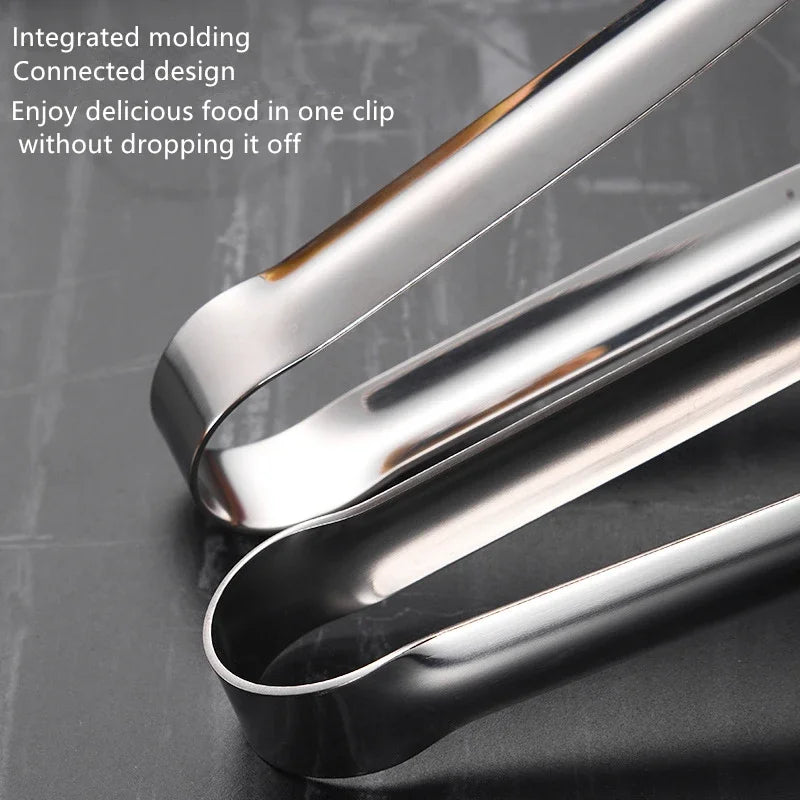 Rynx | Stainless Steel Grill Tongs – Non-Slip Food Clip, BBQ Steak, Bread Tong, Cooking Utensils, Party Kitchen Gadgets