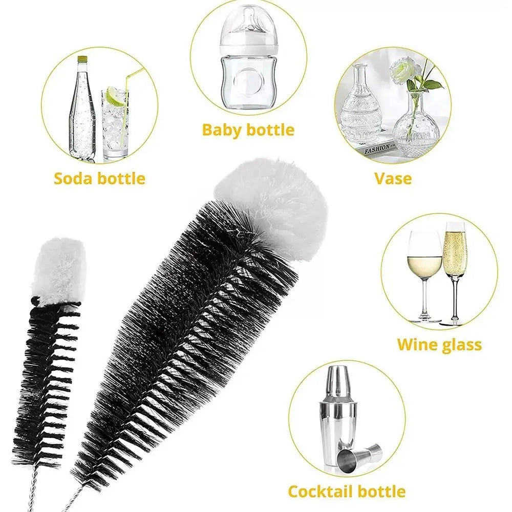 Rynx | Beechwood Handled Soda Stream Bottle Brush | Glassware & Jars Cleaner | Kitchen Cleaning Tool for Drinkware & Wineglass Bottles
